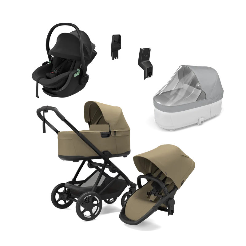 Thule Charm faded khaki & Thule Maple Connect black newborn bundle