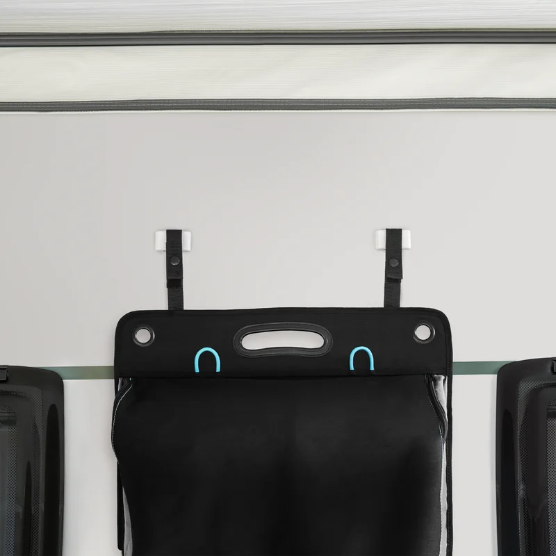 A Thule POD 2.0 attached to a white caravan.