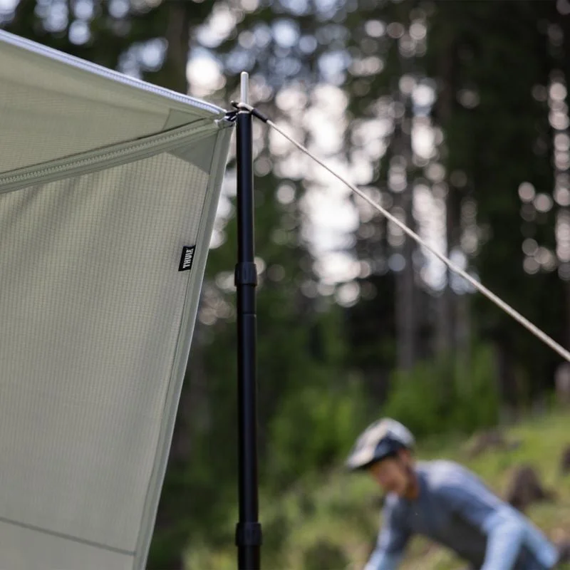 A close-up of the tension rafter of the Thule Subsola van awning panel.