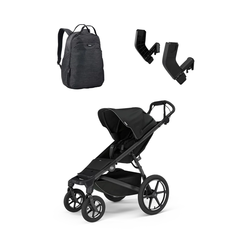 Thule Urban Glide 4-wheel + Thule changing backpack + Thule urban glide 3 car seat adapaters