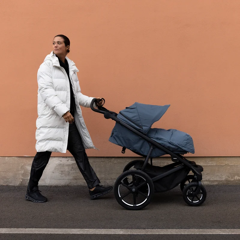 Thule Urban Glide exteneded cargo basket on Thule Urban Glide 4-wheel stroller.